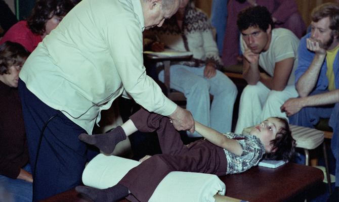 Moshé Feldenkrais and child San Francisco 1977