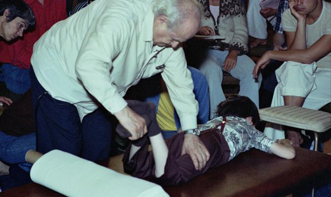 Moshé Feldenkrais and child San Francisco 1977